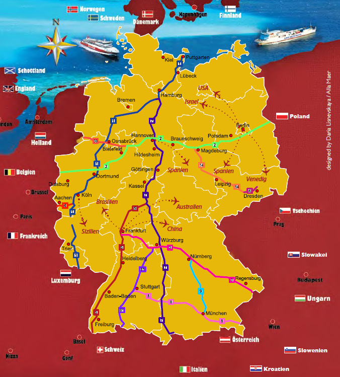 Карта германии с городами на русском подробная